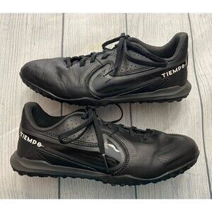 Black Nike Tiempo Boy Girl Soccer Turf Cleats Shoes, Size Youth 4